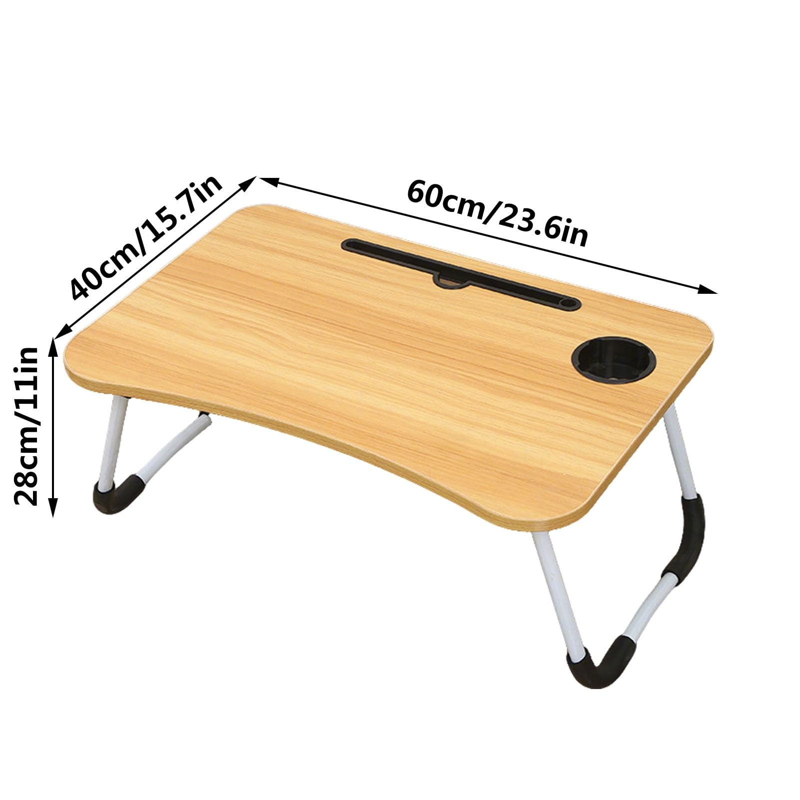 Faltbarer tragbarer Laptop-Schreibtisch mit Getränkehalter - Stabiler Betttablett aus Holz zum Essen, Schreiben und Arbeiten - Ideal für Sofa, Zuhause, Büro, Reisen & Essen