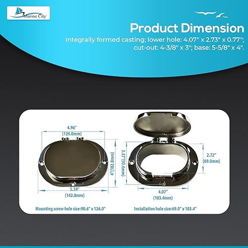 Miniatura 5 de MARINE CITY Tubo ovalado de cadena de acero inoxidable 316, 5-5/8 x 4 pulgadas, resistente y duradero para entornos de agua salada, acabado suave