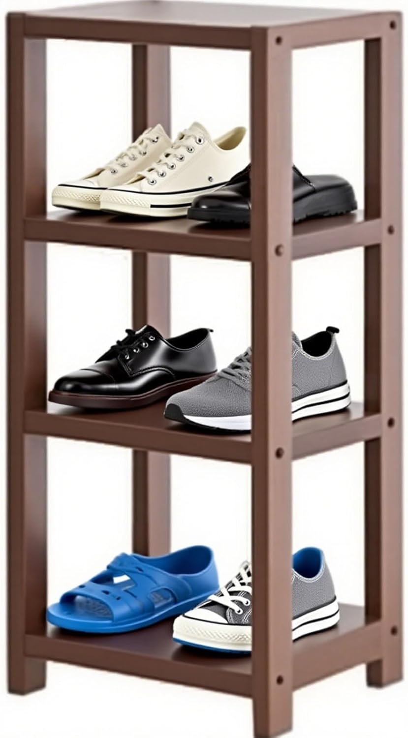 Solid Wood Doorway Shoe Rack - Narrow Design for Entryway, Single Row Storage for Slippers & Shoes, Simple Log Home Style, Space-Saving Entrance Organizer(1)