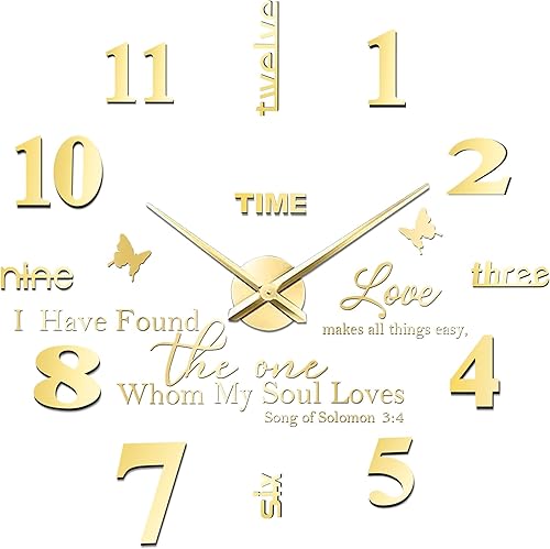 FERRISA Reloj de pared sin marco, 3 en 1, reloj de pared grande 3D sin marco de 47 pulgadas, reloj de pared 3D DIY para sala de estar, dormitorio,