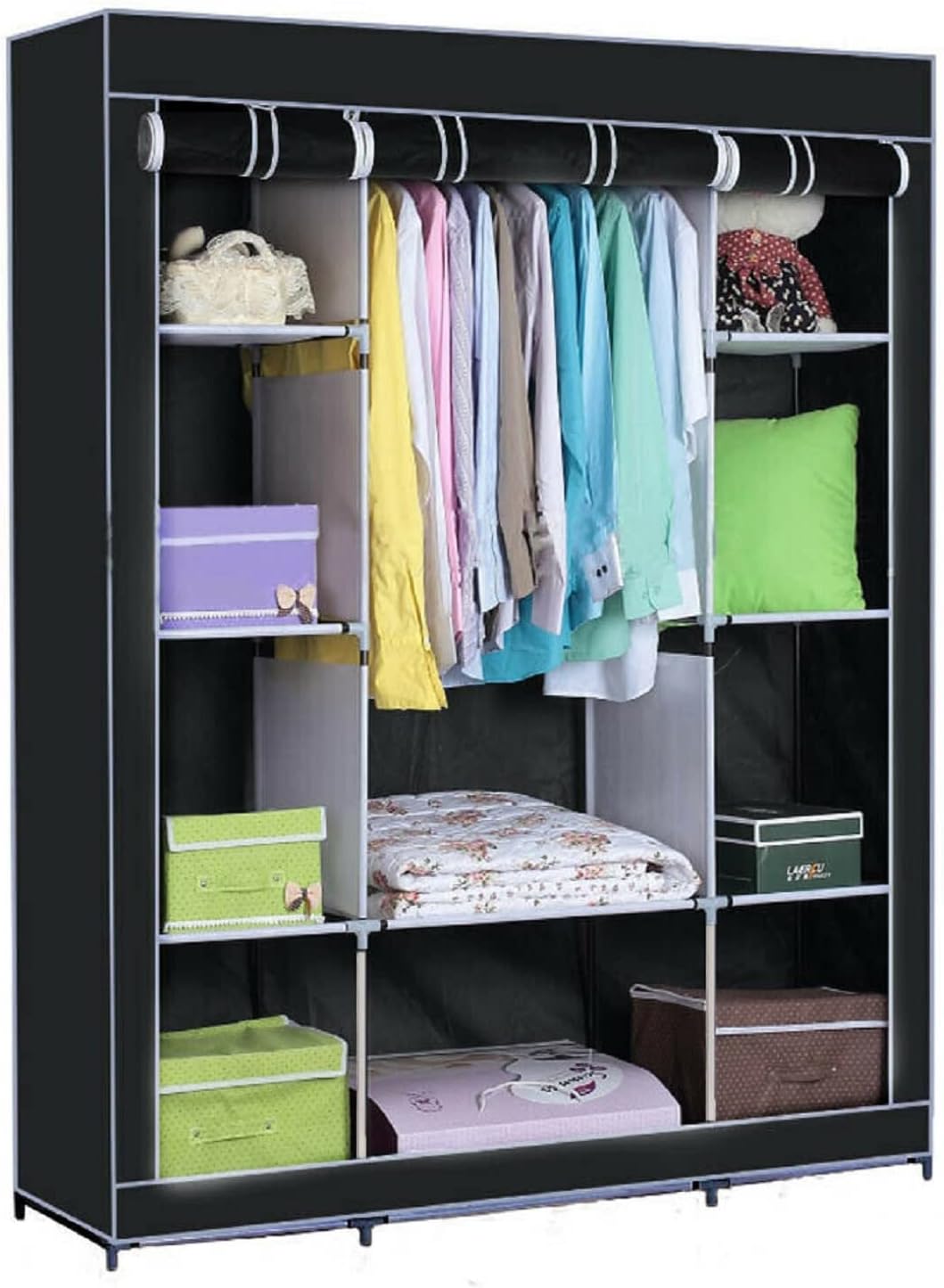 Youyijia Portable Wardrobe 128x45x173cm Fabric Wardrobes for Bedroom ...