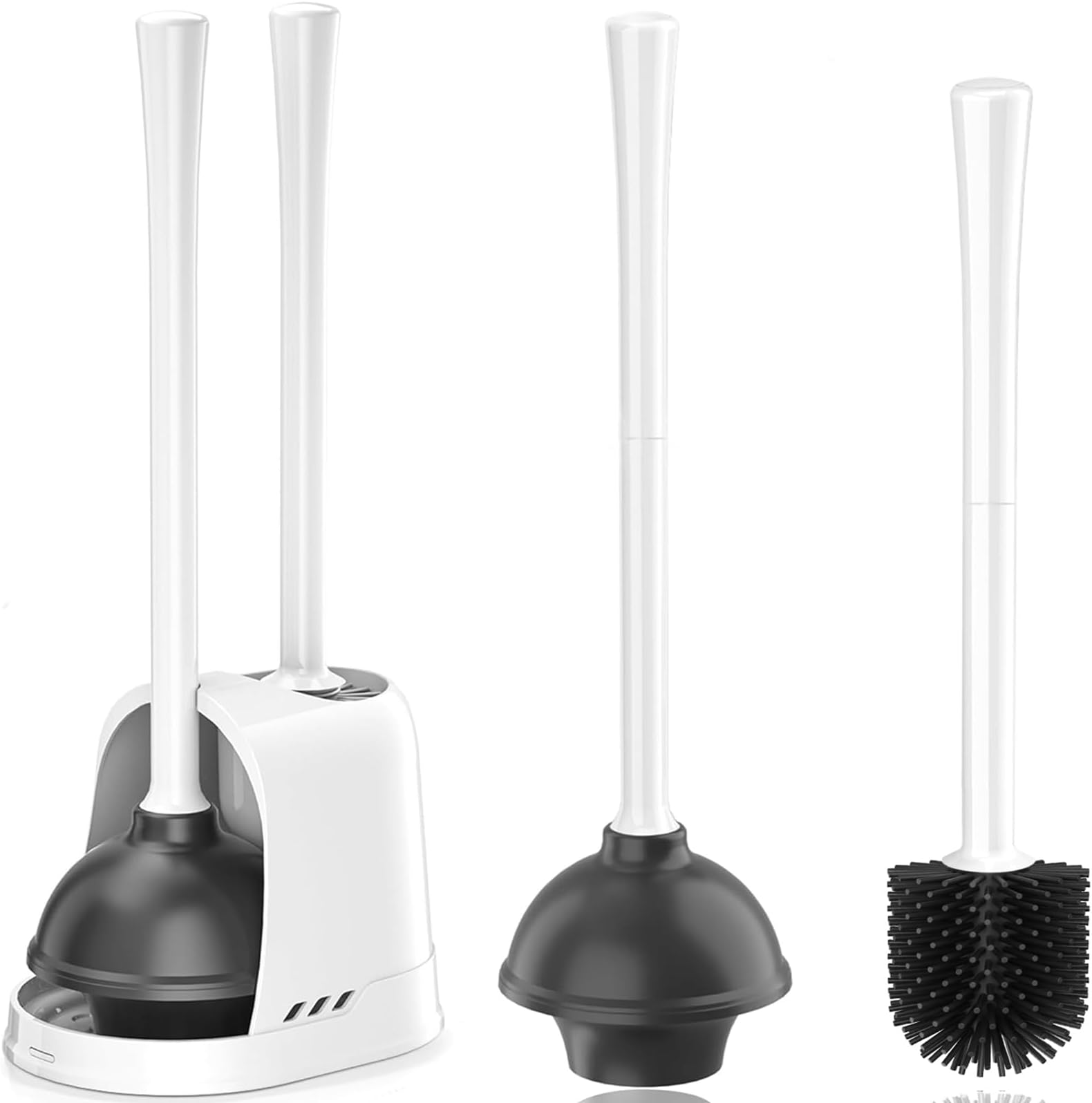 Amazon.com: Toilet Brush and Plunger Set,3 in 1 Toilet Bowl Brush Plunger Set with Ventilated ...