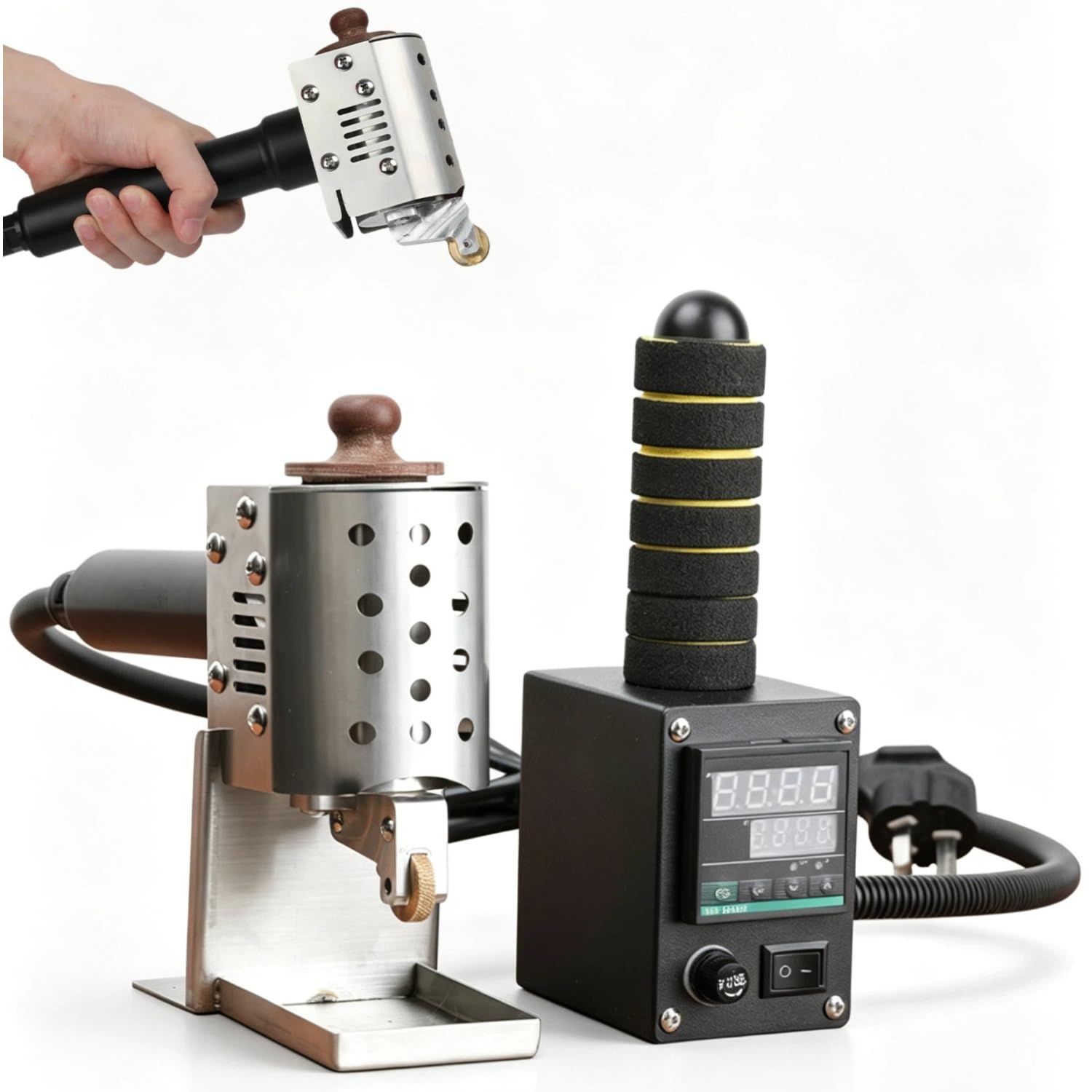 Dispenser a rullo per colla a caldo, temperatura regolabile 50-300 ℃, macchina per incollaggio commerciale per imballaggio di tessuti e incollaggio in pelle con rullo da 8 mm