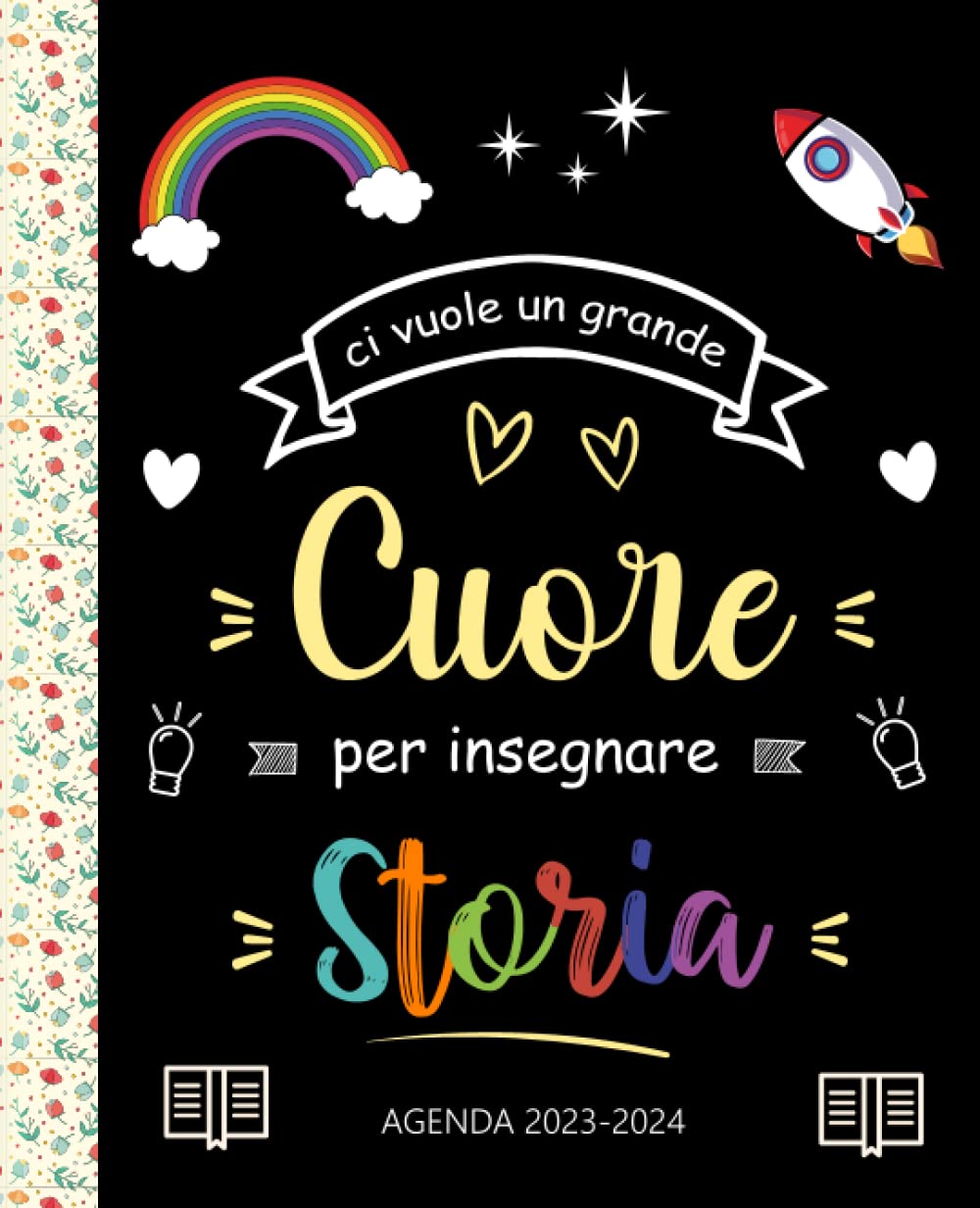 Agenda Maestra Storia 2023 2024: Pianificatore Regalo maestra fine anno | Agenda Settimanale | Una Settimana su 2 Pagine | Idee Regali personalizzato per Maestra | nero