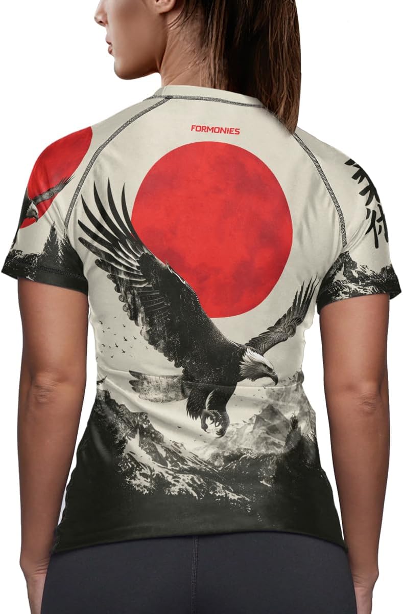 FORMONIES Eagle Compression Rashguard for Women – Short Sleeve Base Layer Shirt for Jiu Jitsu MMA BJJ Grappling