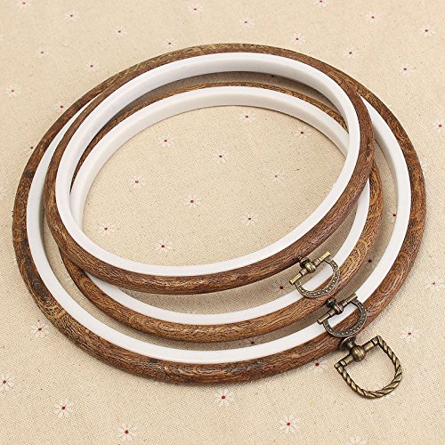 ROSENICE Embroidery Hoop Set Wooden Sewing Stitching Set Cross Stitch Hoop Ring for DIY Arts Crafts 3PCS