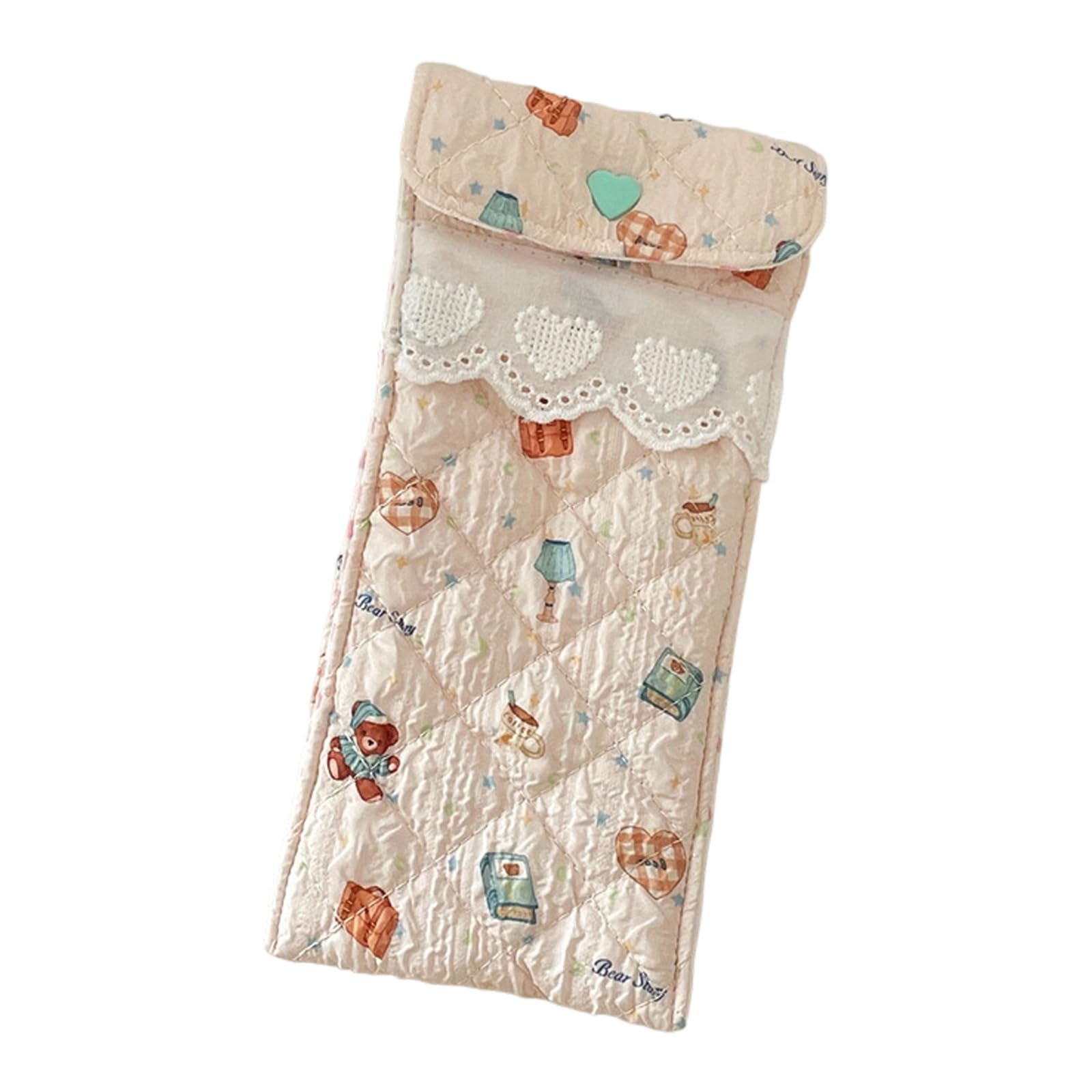 Jazuaiao Delicate Cotton Glasses Bag with Elegant Prints Her Sturdy and Practical Small Cosmetic Storage Bag