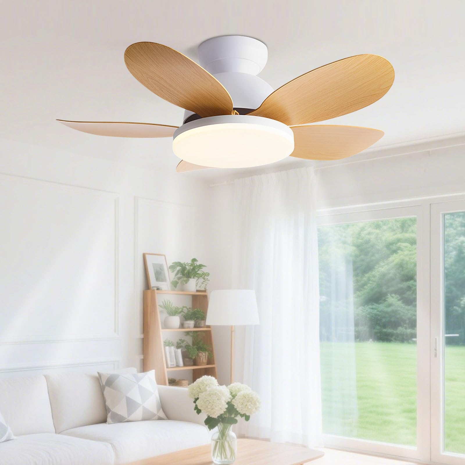 Ventilateur de plafond silencieux moteur CC réversible pour des nuits fraîches