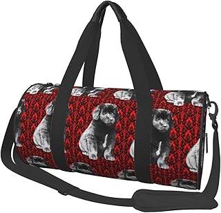 Borsa sportiva multifunzione da palestra, unisex potabile sport borsoni in tela di canapa borse a tracolla grande capacità da viaggio, cucciolo di broccato Terranova