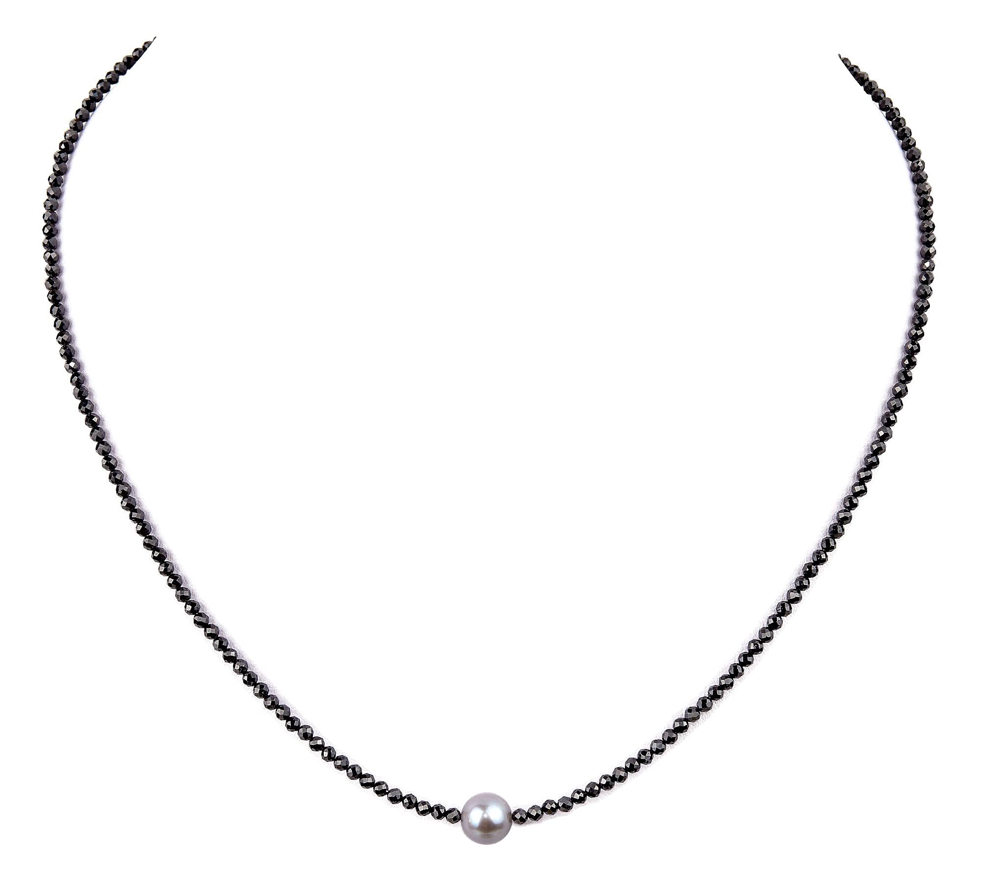 Spinell Perle Kette 925 Silber schwarze Halskette