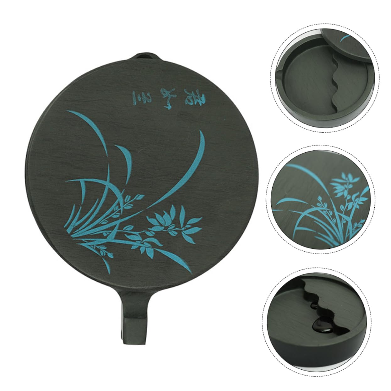 Pierre à Encre Chinoise pour Calligraphie, Pierre Naturelle Noire 4 Pouces