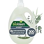 Biokleen Natural Sport 3X Concentrated Laundry Detergent, 300 Loads, Bio Active Formula, Fight Odors, Sweat & Stain Remover, Lavender Eucalyptus Scent