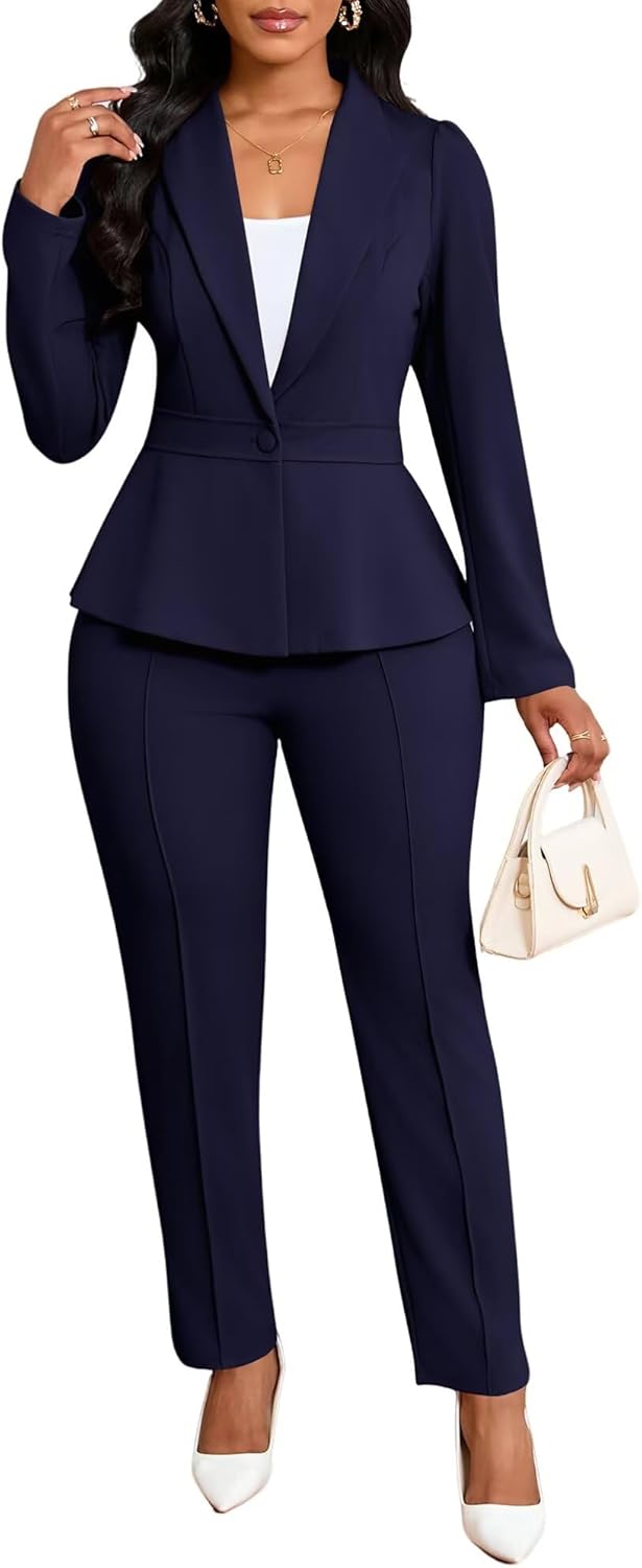 Ophestin Business Casual Outfits Blazers Set Pants Suits for Women 2 Piece Set Dressy Professional Work Office Clothes