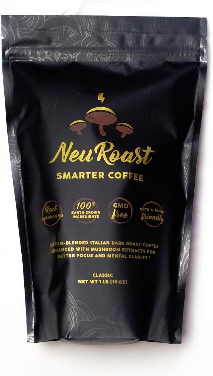NeuRoast Classic Roast Mushroom Coffee | Best Tasting Mushroom Coffee | Made with Lion's Mane, Cordyceps, Chaga, Reishi, and Turkey Tail