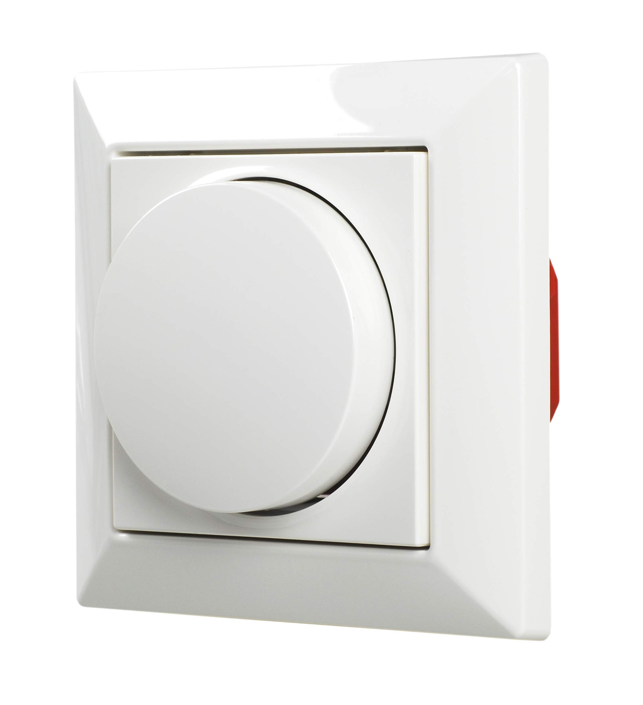 EHMANN 5591x0000 T55.00 LED-Universaldimmer-T55.00 Professional-mit Abdeckung, Drehknopf, Zentralplatte (55x55) und Einfachrahmen, weiß ähnlich RAL 9016, LED 3-160W