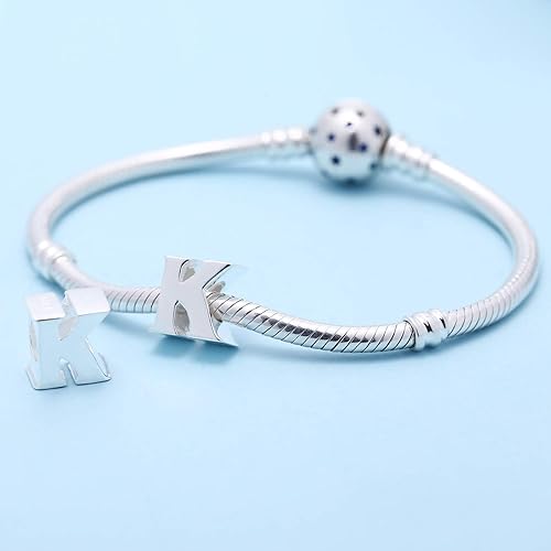 Miniatura 3 de Dijes de plata de ley 925 con letras del alfabeto que se ajustan a pulseras estilo Pandora, cuentas iniciales de la A a la Z para esposa, mamá,