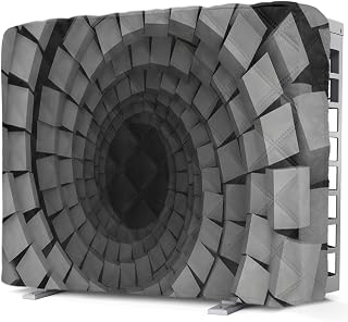 Spiral Grey Indoor AC Cover for Window Units, Block Vortex Optical Illusion Modern Insulated Air Conditioner Unit Cover Inside Adjustable Waterproof with Elastic Straps, 21" L x 15" H x 3.5" D