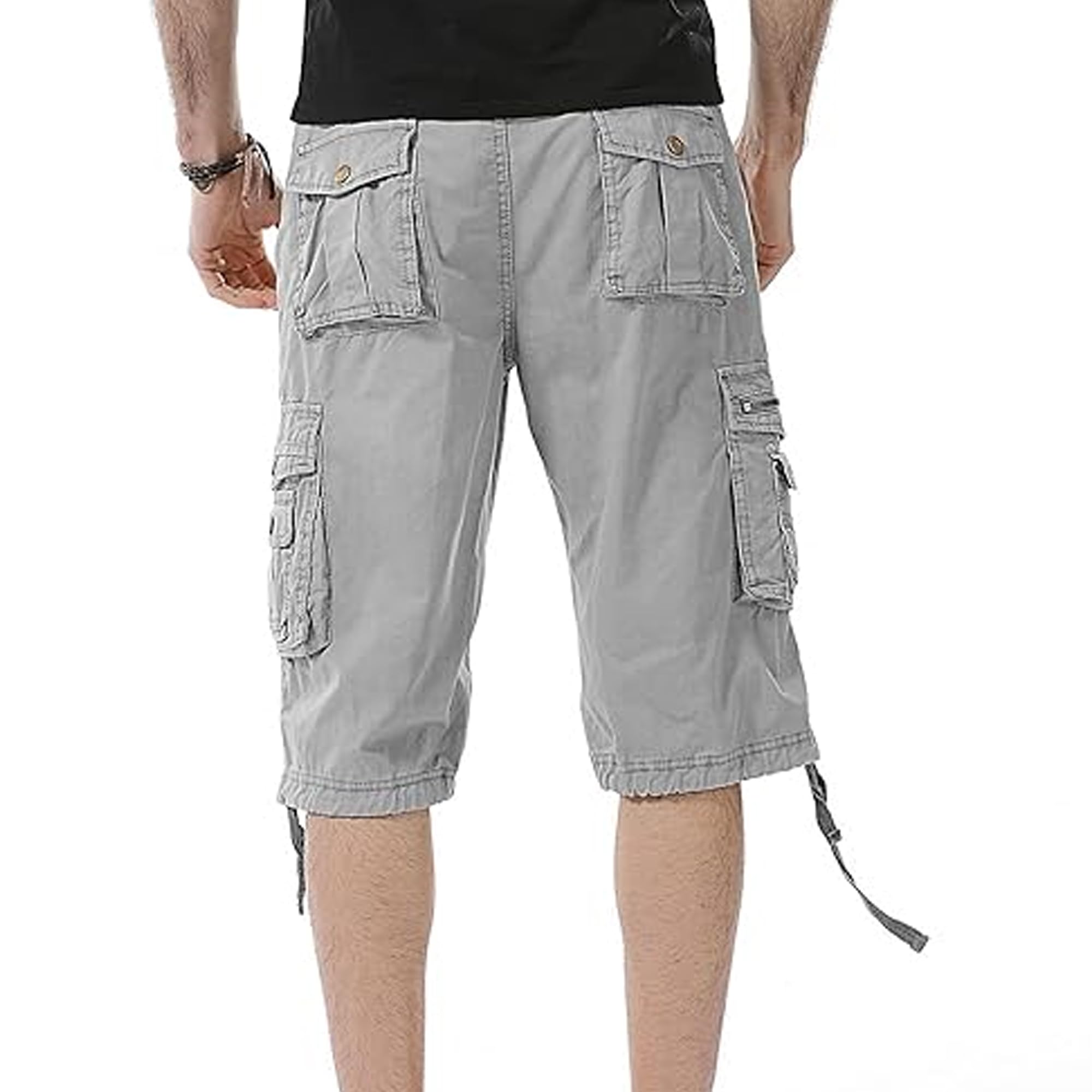 Short décontracté tendance pour homme - Short de randonnée ample pour homme - Plusieurs poches
