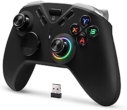 DOYOKY Wireless Game Controller, Bluetooth Controller for PC/Android/Steam/Switch, PC Controller with LED Backlight, Gamepad with Turbo/6-Axis Gyro/Dual Motors (with Phone Bracket)