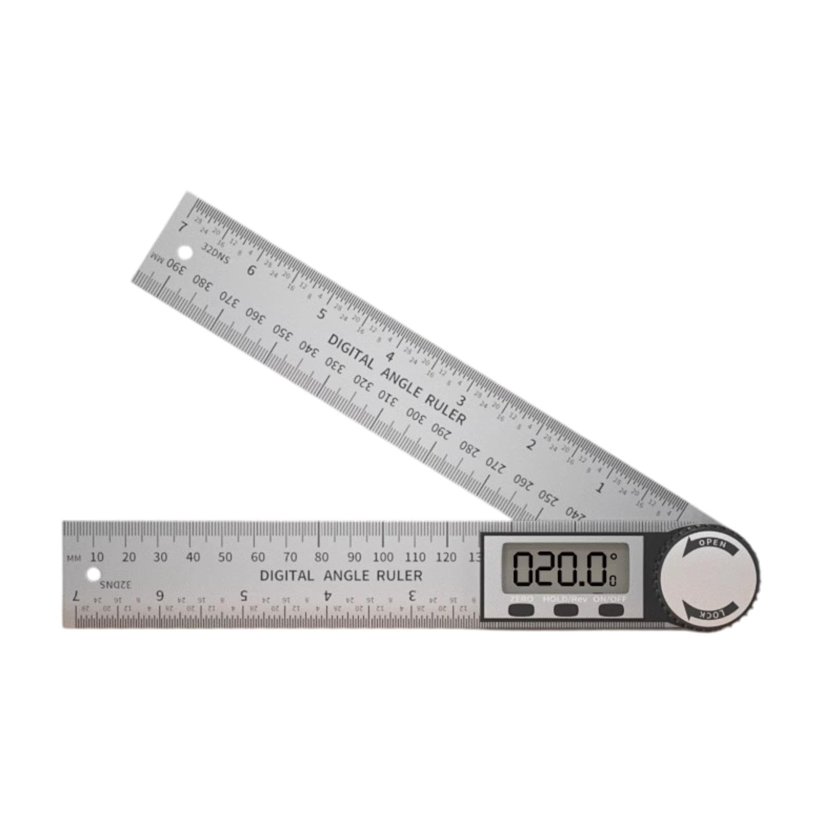Règle d'angle numérique kowaku en acier inoxydable, outil de mesure 360° rigide et précis