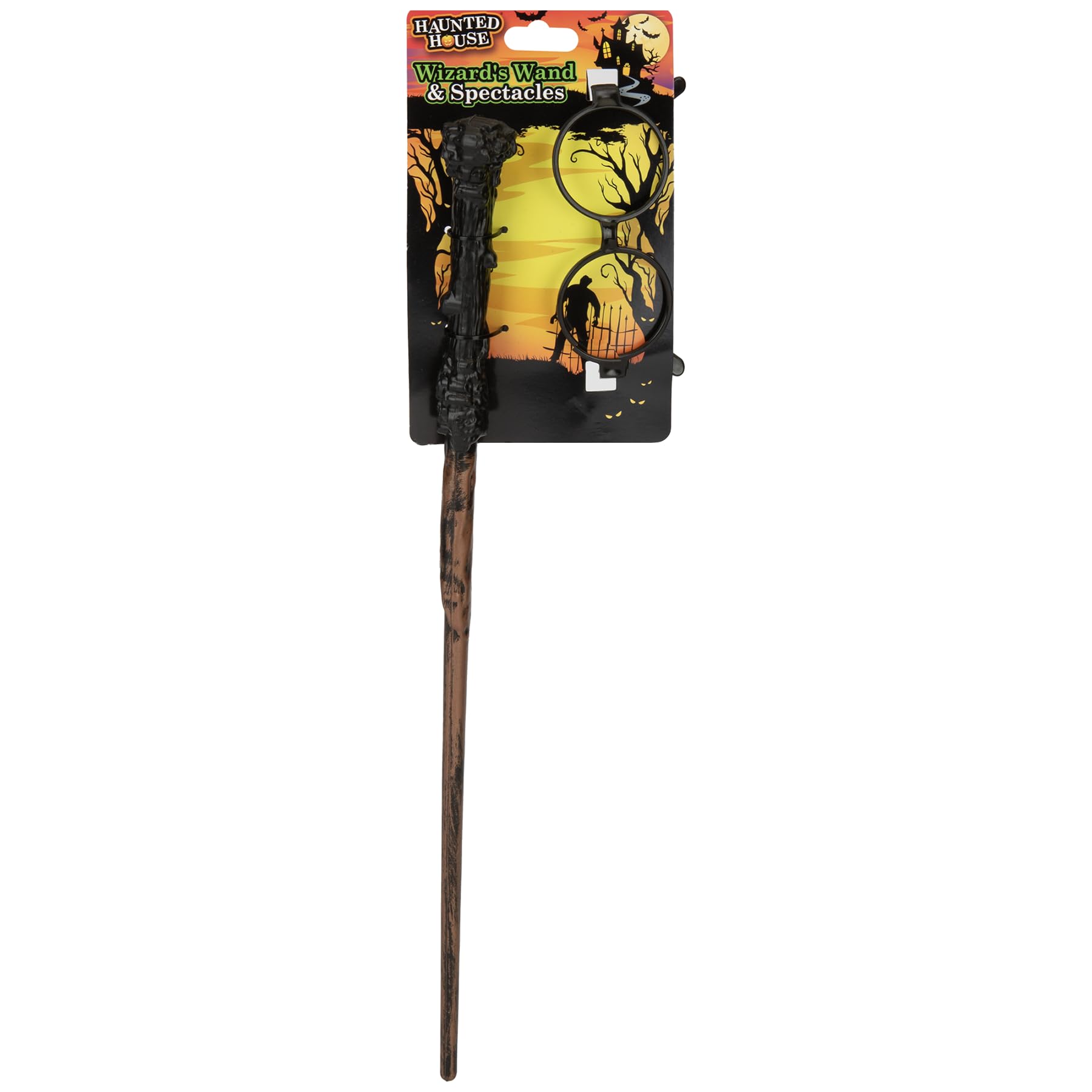 PMS Wizard Glasses and Wand Set, Kids Fancy Dress Accessory for Halloween Costumes and Magical Roleplay