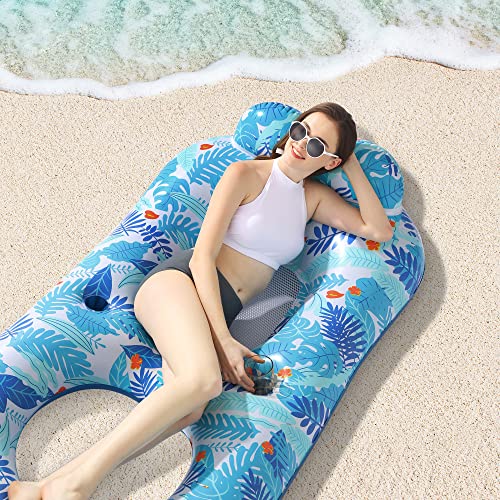 Stonful Pool Floats Adult, Inflatable Pool Floats Adult Size Pool Floaties Lounger Raft For Swimming Pool, Lake Water Floating Chair With Headrest And Cup Holder For Summer Beach Pool Party #TOP2