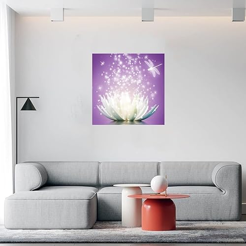 Miniatura 50 de Calcomanías murales de flores de loto blanco, calcomanías de pared personalizadas con flores florales, calcomanías de vinilo para mural con citas
