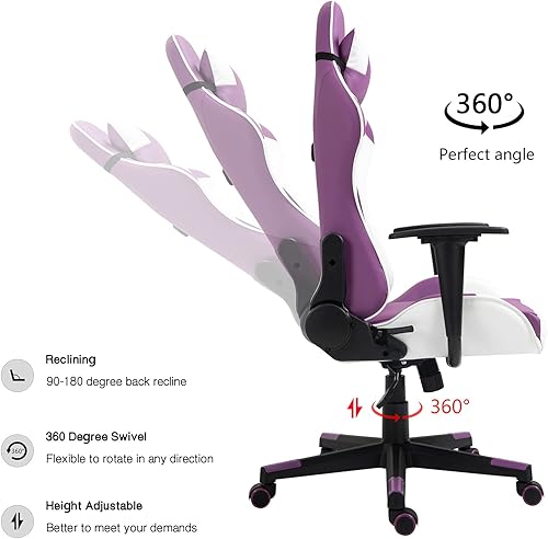 Miniatura 34 de Modern-Depo Black Virgo Zodiac - Silla de juegos con diseño ergonómico, giratorio y reclinable ajustable, capacidad de carga de 330 libras Virgo