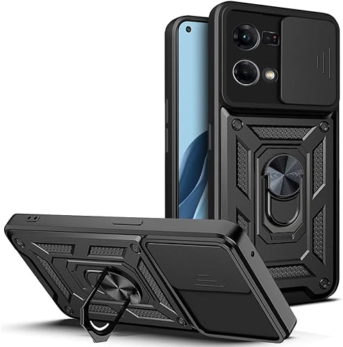 Funda de teléfono para Oppo Reno 7 4G con cubierta protectora para cámara, soporte magnético para automóvil, soporte para patadas, a prueba de