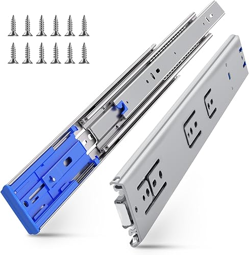 Miniatura 8 de SLIDEWAY Diapositivas de cajones de alta resistencia de 18 pulgadas, rodamiento de bolas de extensión completa, rieles deslizantes, corredores de