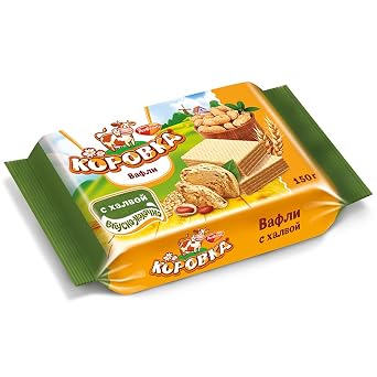 Korovka Wafer with Halva Filling 150g - Irresistible Russian Snack | Creamy Halva Center | Sweet Delight