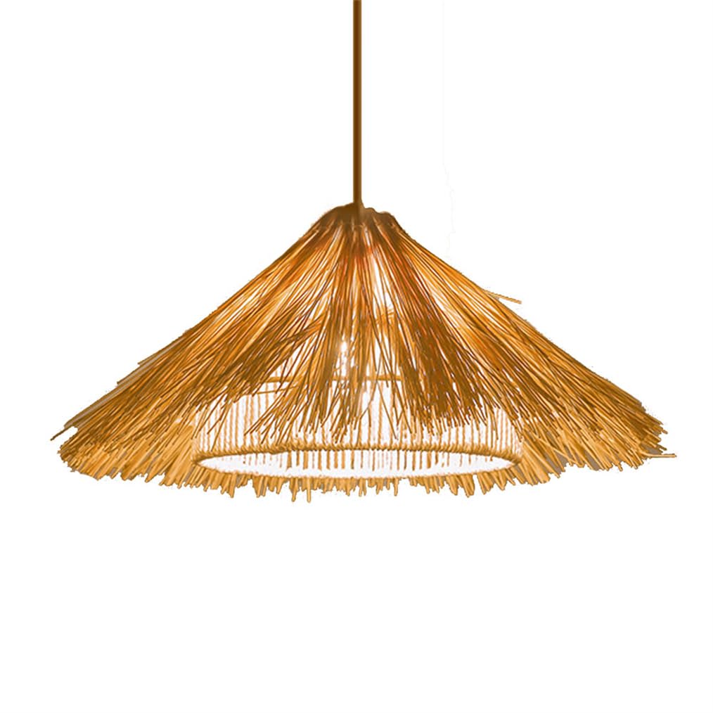 LYMSXAZOU Hanging Rattan Chandelier Retro Woven Bamboo Lamp Large 19.7in Handwoven Wicker Light Fixture E27 Height Adjustable Restaurant Tea Room Corridor Pendant Shade