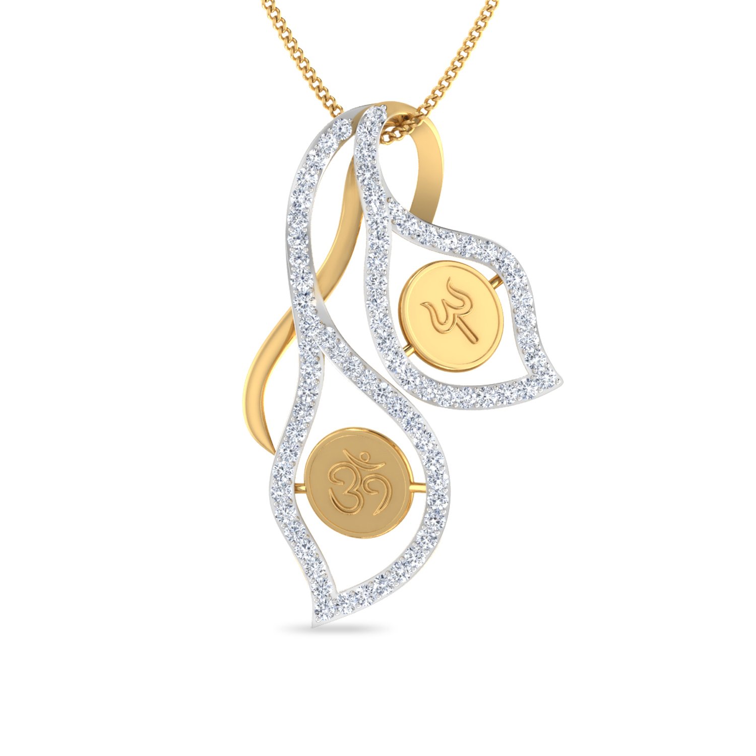The Laxita Om & Trishul 18KT Yellow Gold & Diamond Pendant-image-46