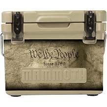 Mammoth Cruiser Cooler, Insulated Hard Ice Chest, Tan with 2nd Amendment & US Flag Decal Wrap, Great for Lunchbox, Golf Cart