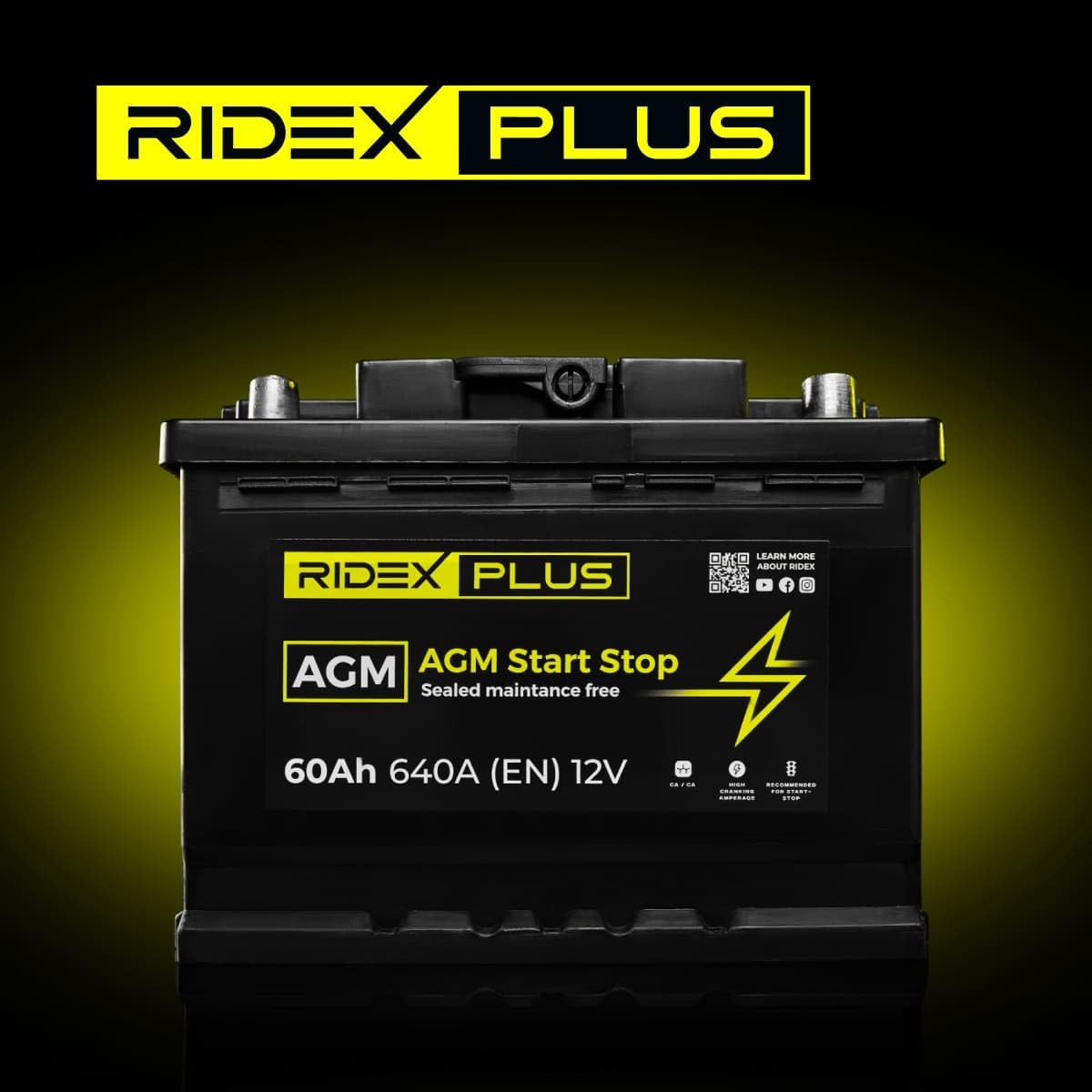 RIDEX PLUS 1S0013P AGM Start-Stop Batería Coche 80Ah 840A 12V B13 DIN/ISO L4 Baterías de Arranque de 75Ah 70Ah Compatible con VW Transporter T5 Furgoneta 7HA, 7HH, 7EA, 7EH Tiguan II AD1, AX1
