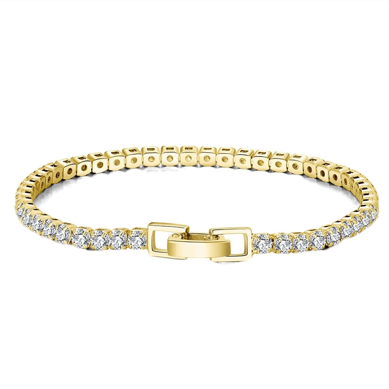 Pulseras de mejor amiga para mujer, pulsera de tenis para mujer, pulsera de amistad con forma redonda blanca de circonita cúbica de plata de ley