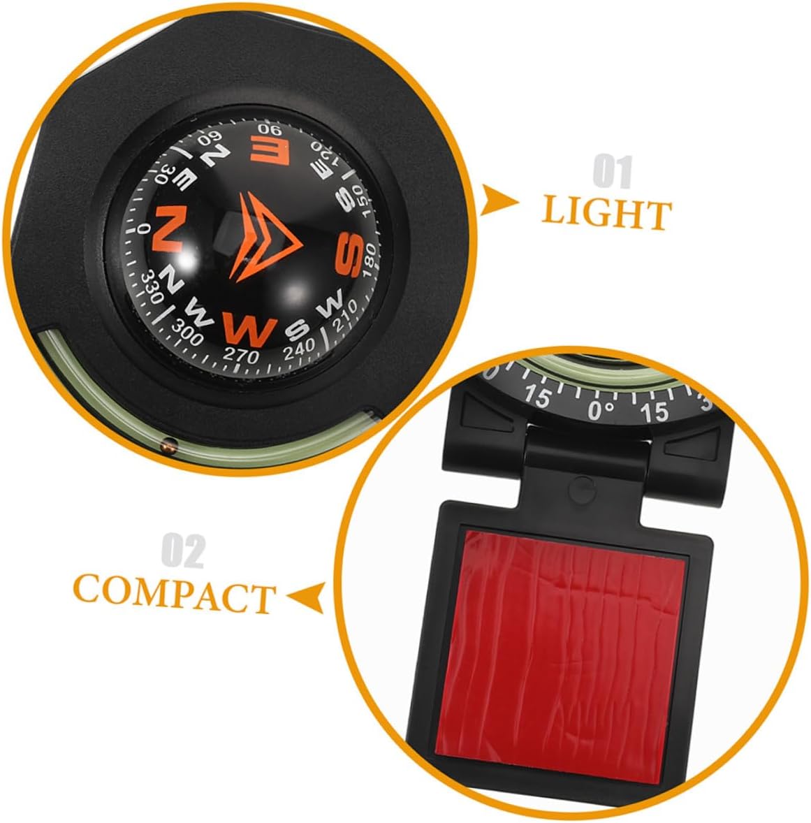 2pcs Auto Compass with Inclinometer High Precision Dashboard Compass for Car and Boat Surface Mount for Vehicle Navigation