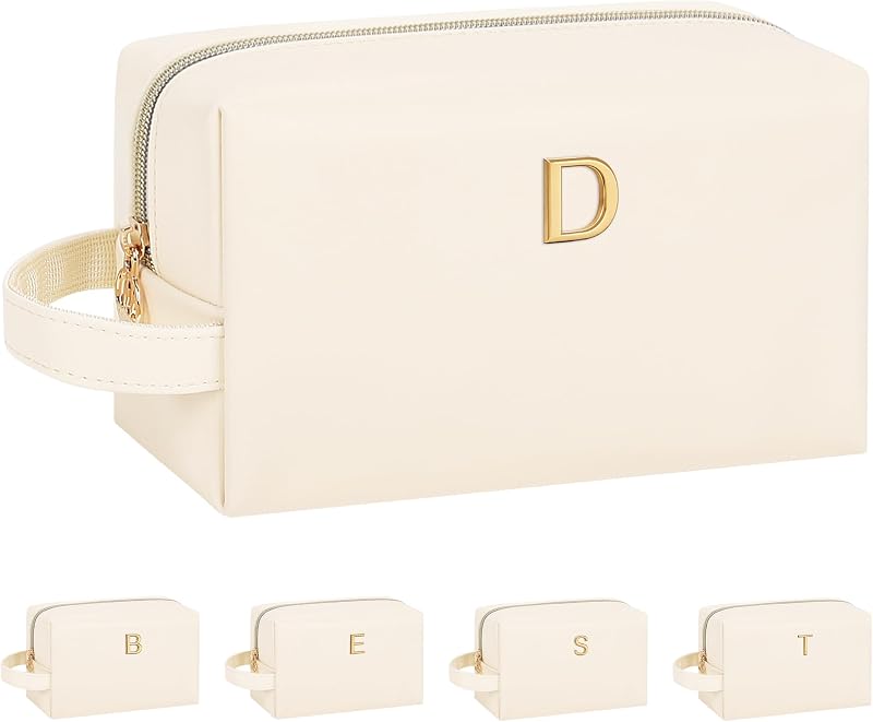 Necessaire de maquiagem onemoky com inicial personalizada, bege