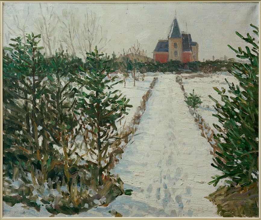 Poster sur toile Paysage enneigé Oskar Moll sans cadre décoratif de 58x90 cm