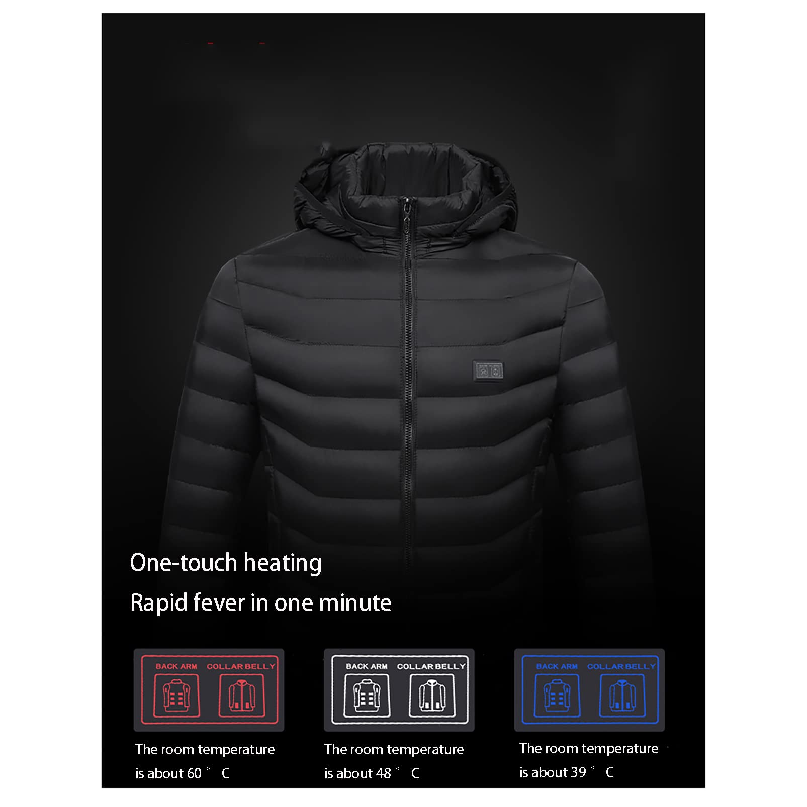 CUTTE Chaqueta Térmica Inteligente de Invierno para Hombre Resistente al Agua con Calefacción Eléctrica USB Chaqueta Acolchada Abrigo Ropa de Abrigo con Control Dual para la Fiebre