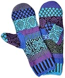 Solmate Socks - Mismatched Fleece Lined Mittens/Gloves for Women or For Men, Made in USA One Size Fits Most Adults, Blue Spruce Winter Pattern