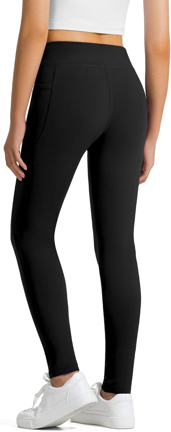 JOCMIC Girls Fleece Lined Leggings Athletic Winter Pants for Kids Warm High Waist Yoga Pant with Pockets - Image 4