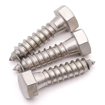 12 PCS 5/16 x 1 Stainless Steel Hex Lag Screws Bolts, 304 Stainless Steel Hexagon Head Lag Wood Screws, Full Thread, by RoyceMart