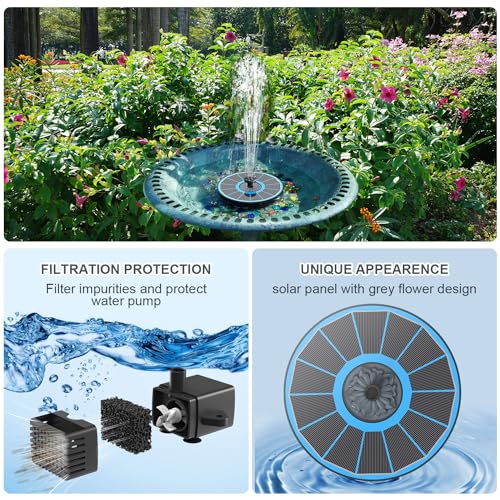 Yzert Solar Fountain 2024 Upgraded High Efficiency Glass Solar Panel, Solar Bird Bath Fountains With Flower No Battery,Solar Water Pump Fountain For Bird Bath Garden Small Ponds Outdoor Décor thumb #4