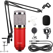 Condenser mic Kit BM-800 Mic Set Gaming mic, Podcast PC Mic to 3.5mm with Adjustable Suspension Scissor Arm, Shock Mount, for Studio RecordingBroadcasting