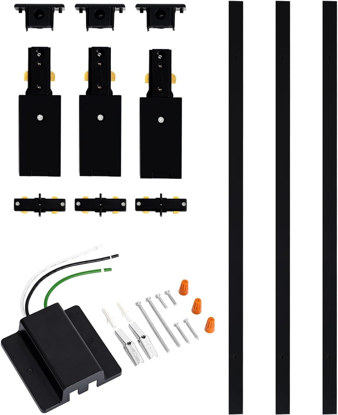 VANoopee 10FT H Track Lighting Rails Kit with H Track Floating Canopy Connector, Black