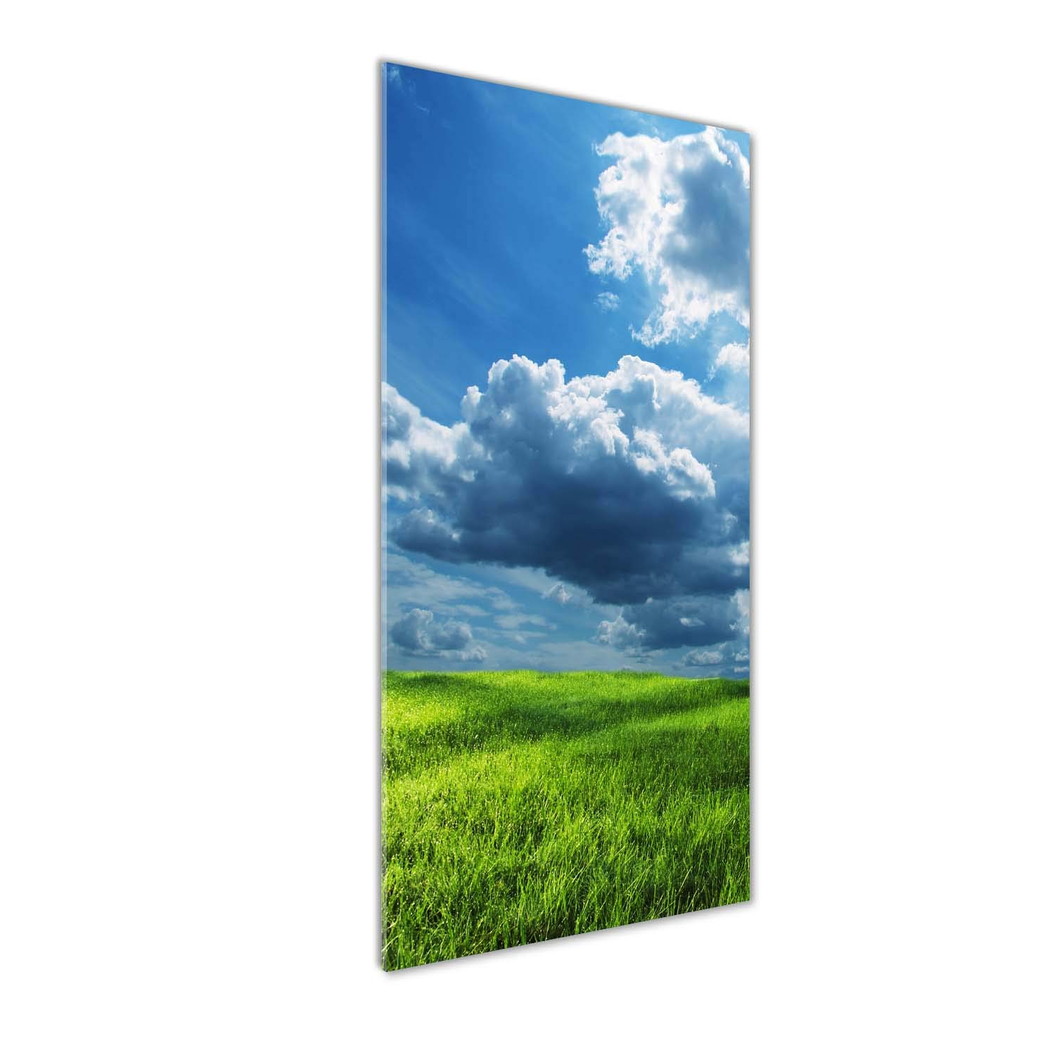 Impression sur verre acrylique 50x125 cm : tableau mural paysage vert