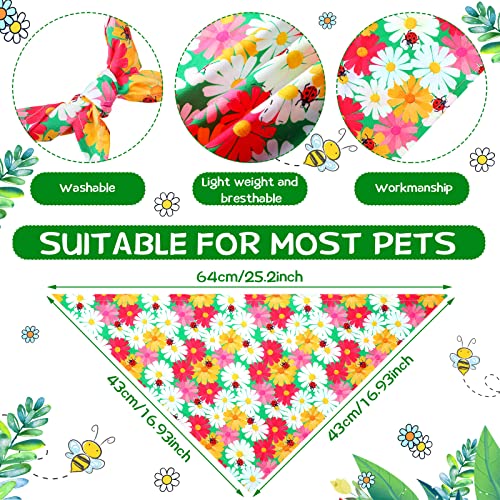 40 Pcs Spring Summer Flower Dog Bandanas Triangle Reversible Dog Bibs Adjustable Pet Kerchief Scarf Washable Cat Scarf For Summer Holiday Pets (Flower, L) #TOP1