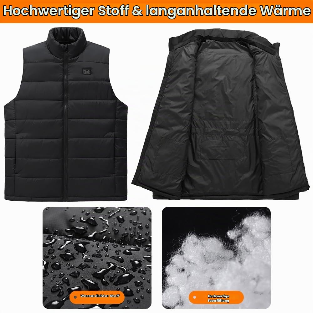 Rescien Beheizte Weste Herren Damen mit 15 Heizzonen Heizweste & 3 Temperaturstufen, 2025 Neu 5V/7.4V-kompatibel, USB Elektrische Heizweste, Beheizbare Jacke, Unisex Wärmende Wärmeweste Heizjacke