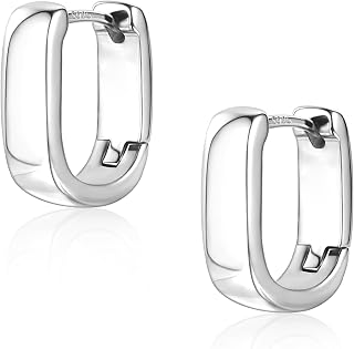 ALEXCRAFT 925 Sterling Silver Small Chunky Huggie Hoop Earrings for Women - Hypoallergenic Trendy Thick U Hoops Jewelry Gifts